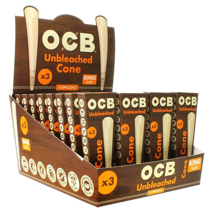 OCB Cones King Unbleached 3 Count