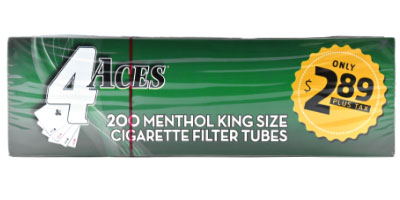 4Aces Tubes 200CT Menthol King ($2.89)