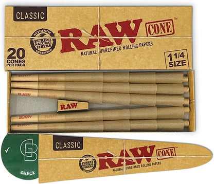 Raw Cones 1 1/4 Classic 20 Count