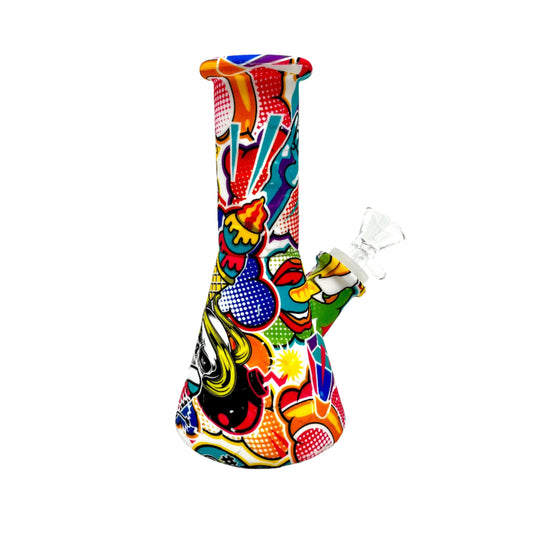 Waterpipe 7" Silicone Beaker w/ Graphics Mix