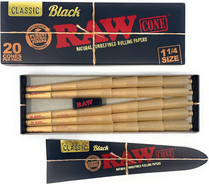 Raw cones 1 1/4 Black 20 Count