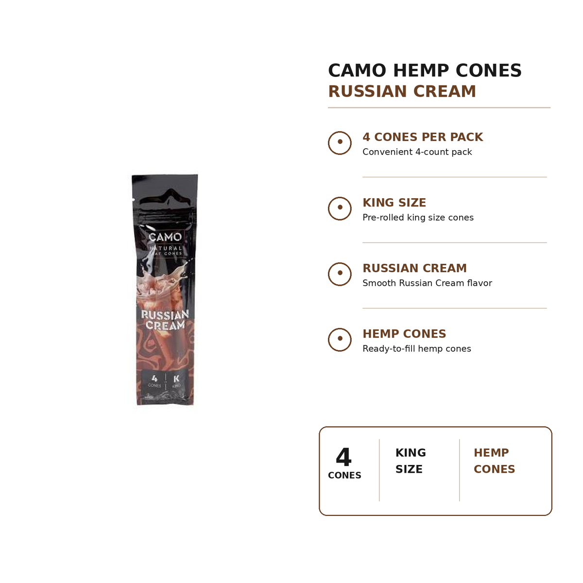 CAMO Hemp Cones 4 Count Russian Cream