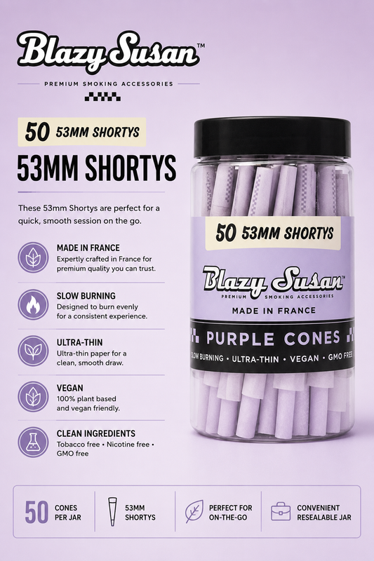 Blazy Susan Cones 50 Count Purple 53MM Shortys