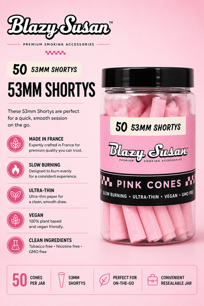 Blazy Susan Cones 50 Count Pink 53MM Shortys