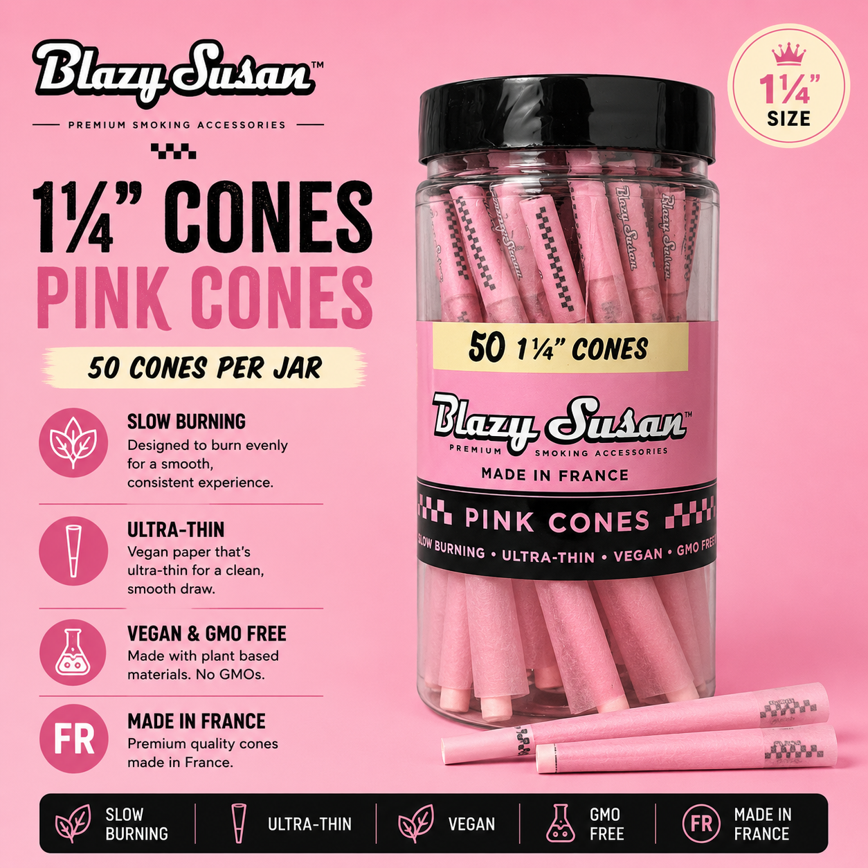 Blazy Susan Cones 50 Count 1 1/4 Pink