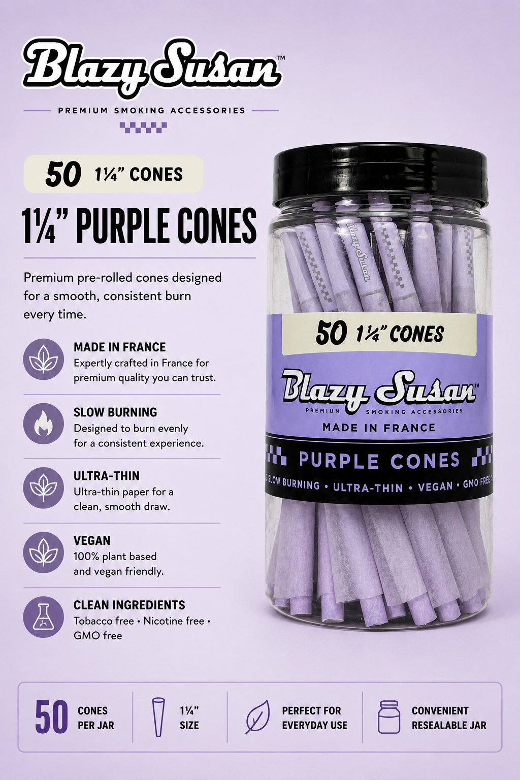 Blazy Susan Cones 50 Count 1 1/4 Purple