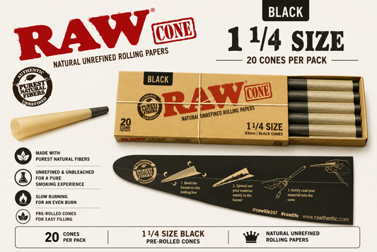 Raw cones 1 1/4 Black 20 Count