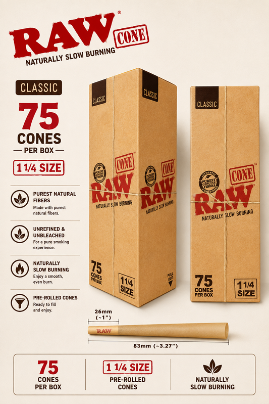Raw Cones 1-1/4 75 Count Cones Classic