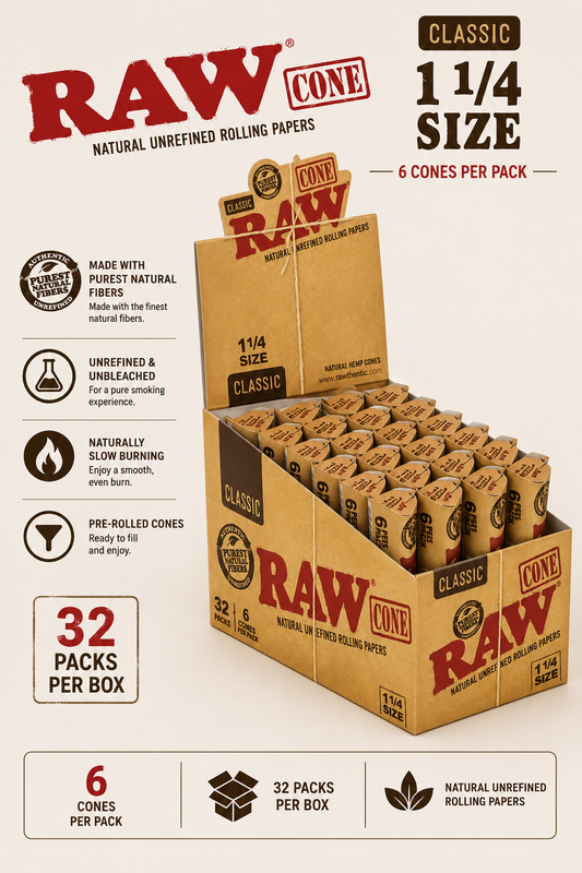 Raw Cones 1 1/4 Classic 6 Count / 32 Count Box