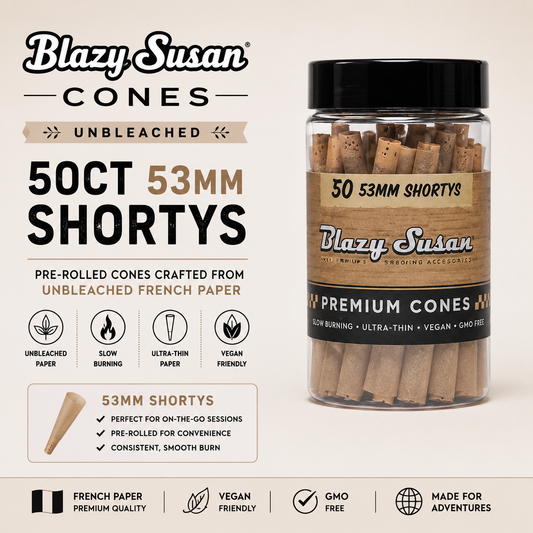 Blazy Susan Cones 50 Count Unbleached 53mm Shortys