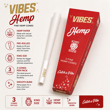 VIBES Cones 3 Count Hemp King Size