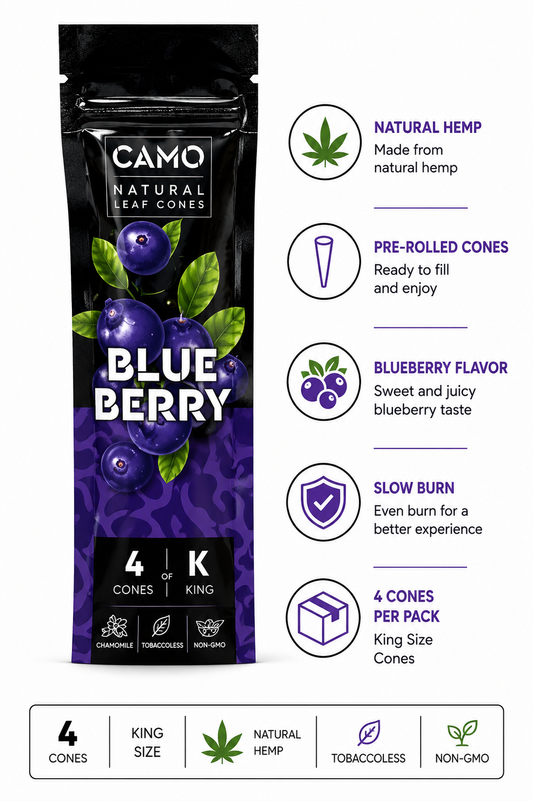CAMO Hemp Cones 4 Count Blueberry
