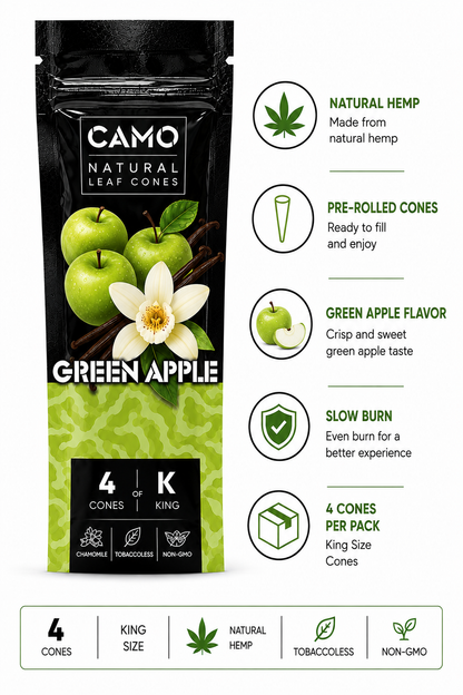 CAMO Hemp Cones 4 Count Green Apple