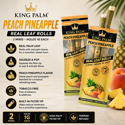 King Palm Mini Cones Peach Pineapple 1G 2 Count