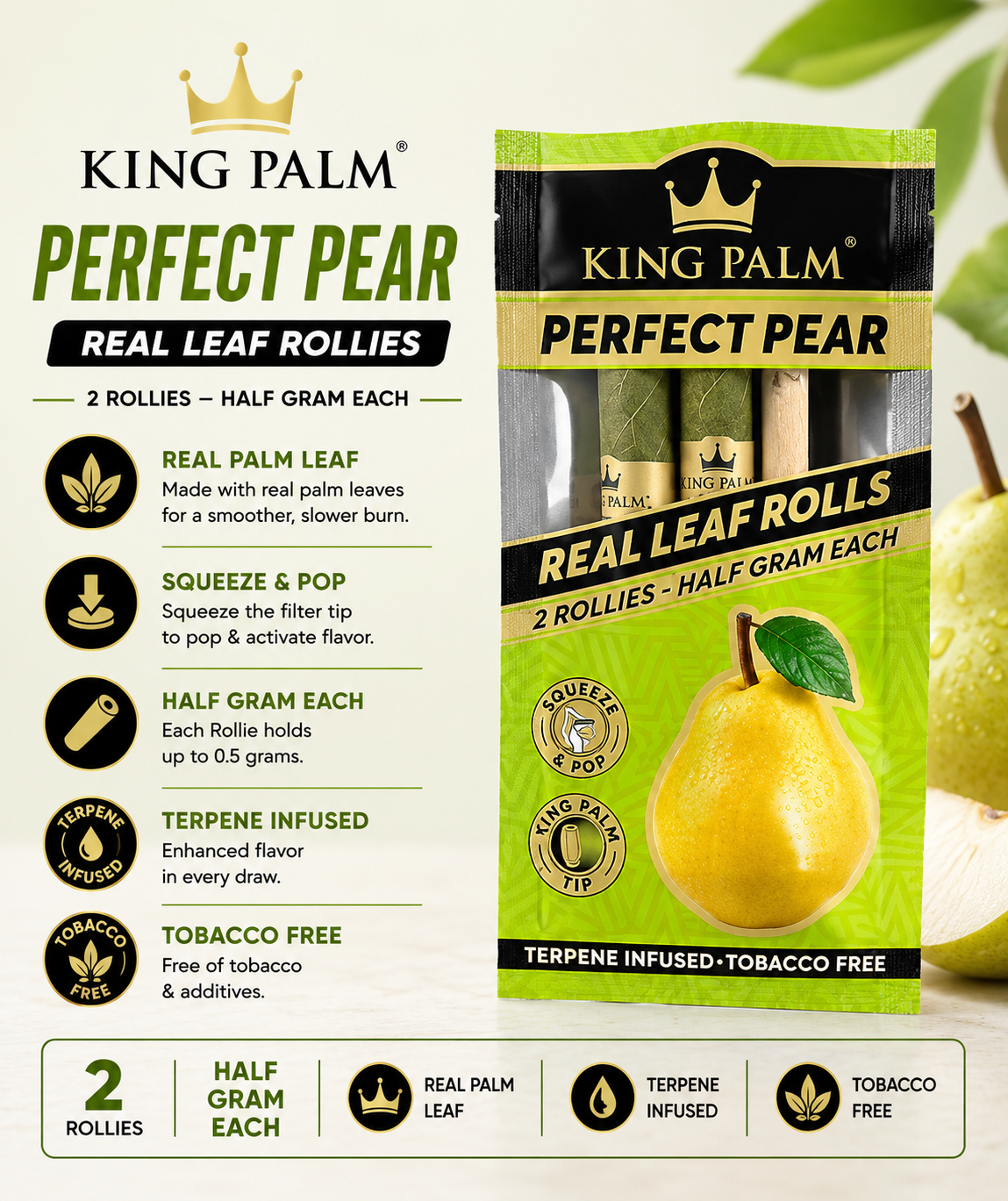 King Palm Cones 2 Count Perfect Pear Rollies