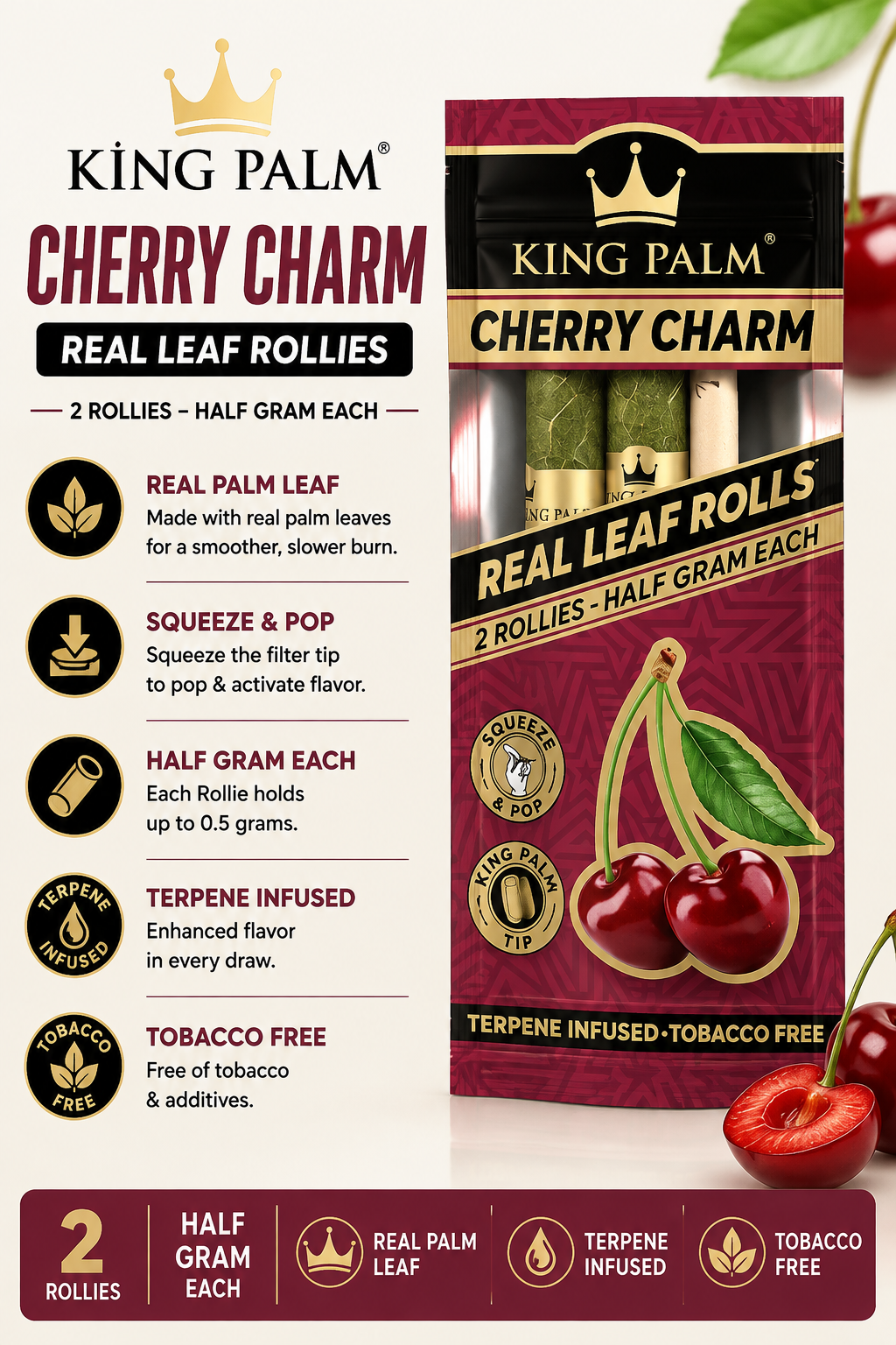 King Palm Cones 2 Count Cherry Charm Rollies
