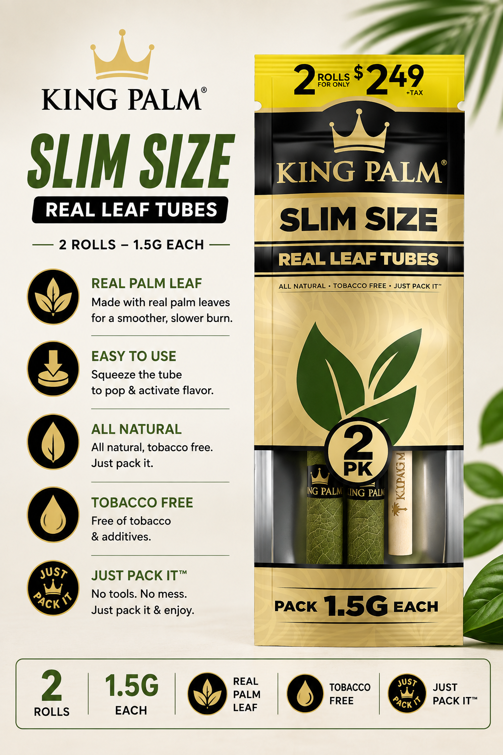 King Palm Cones Slim 2 Count