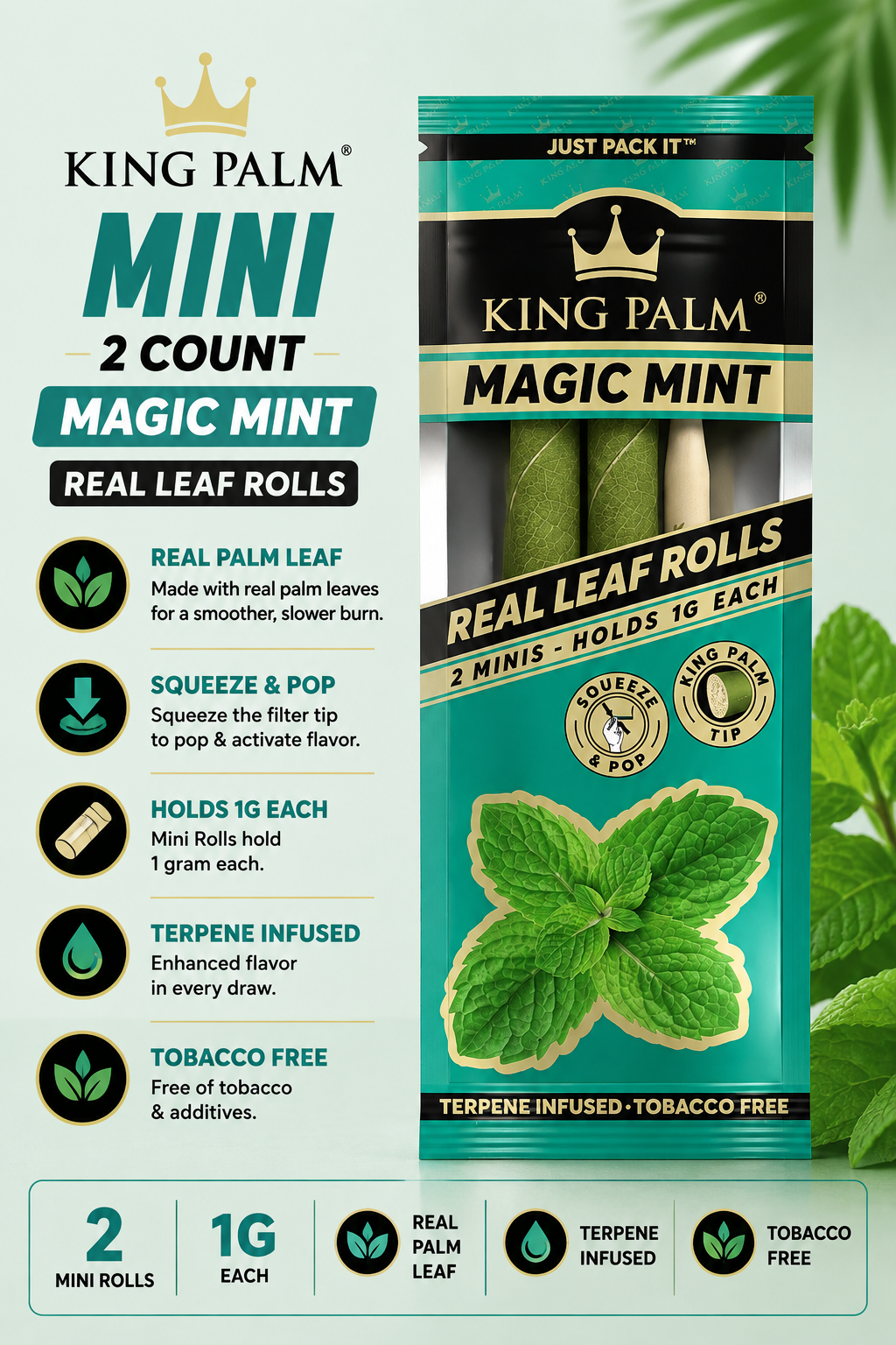 King Palm Cones Mini 2 Count Magic Mint