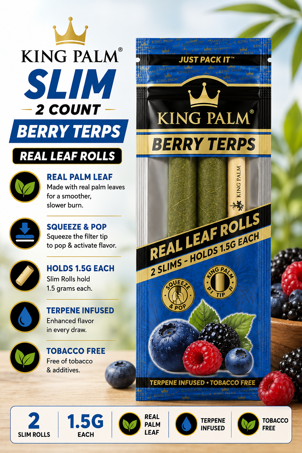 King Palm Cones Slim 2 Count Berry Terps