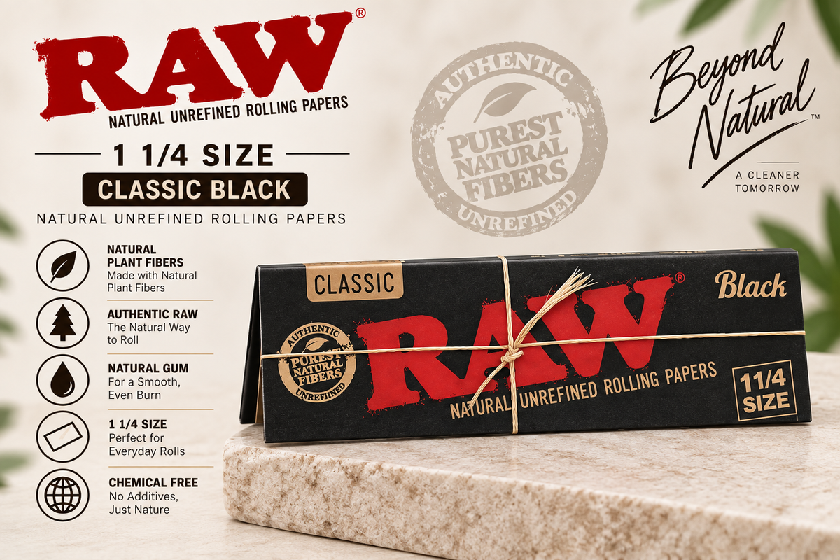 Raw Papers 1 1/4 Classic Black
