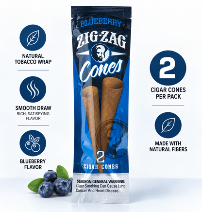 Zig Zag Cigar Cones 2 Count Blueberry