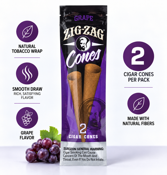 Zig Zag Cigar Cones 2 Count Grape