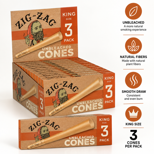Zig Zag Cones King Unbleached 3 Count