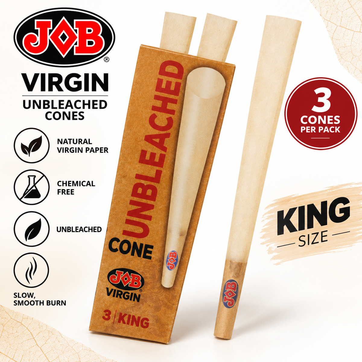 JOB Cones King Virgin 3 Count