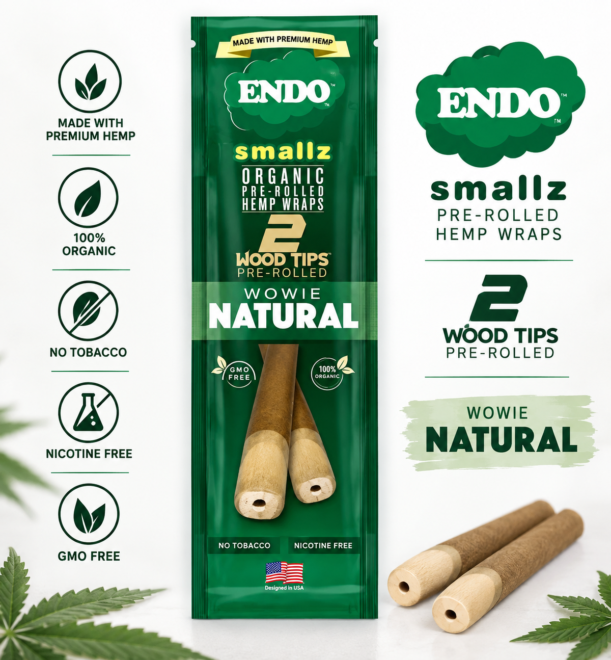 Endo Cones Smallz Wowie Natural 2 Count