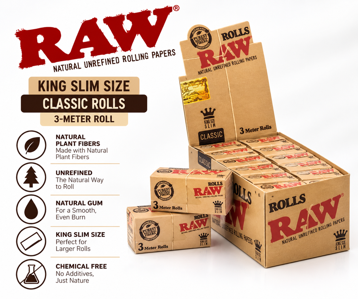 Raw Papers King Slim Classic Rolls 3-Meter