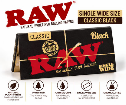 Raw Papers Single Wide Classic Black