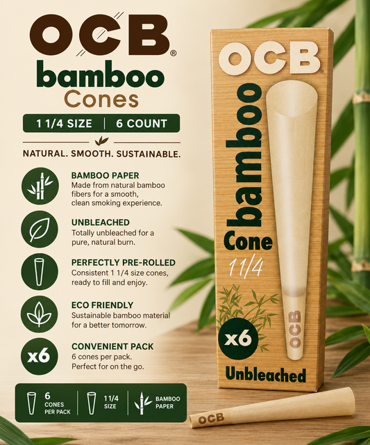 OCB Cones 1 1/4 Bamboo 6 Count