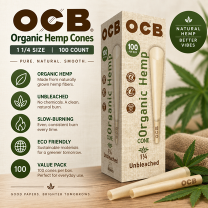 OCB Cones 1 1/4 Organic 100 Count