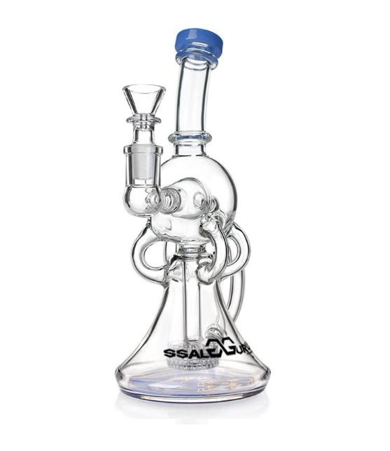 Glass Guru Waterpipe 9" Recycler Showerhead Blue