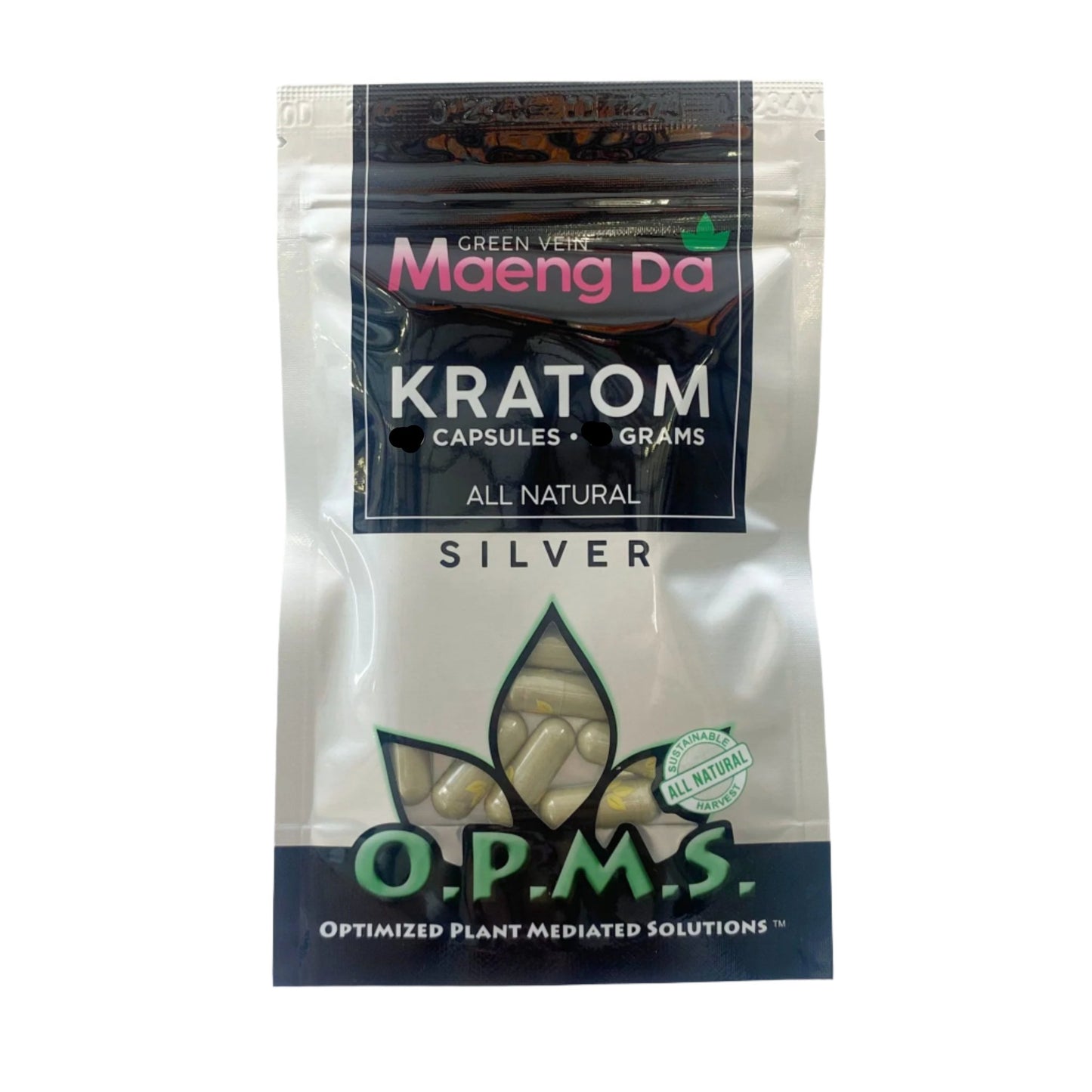 OPMS Kratom Caps 16CT Silver Maeng Da Green