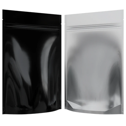 Mylar Bag 1OZ Clear Black Single Zipper