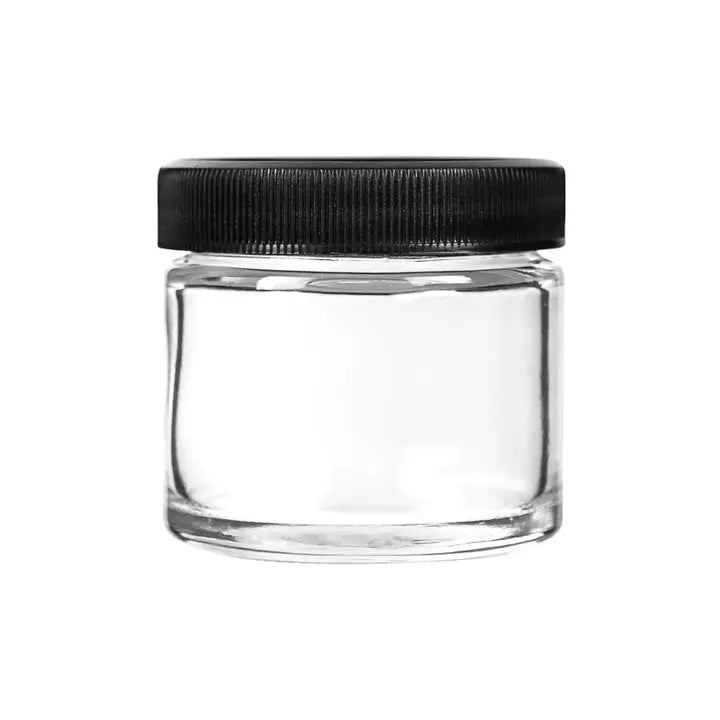 Jar 2OZ Round Clear Black Ridges