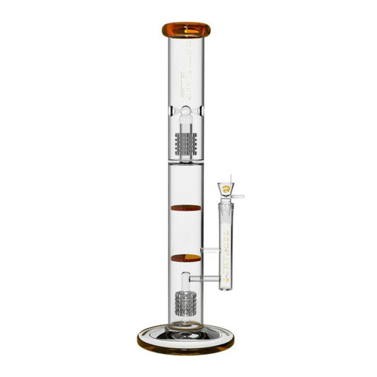 Tsunami Waterpipe 16" Dual Honeycomb Dome Matrix Perc Amber