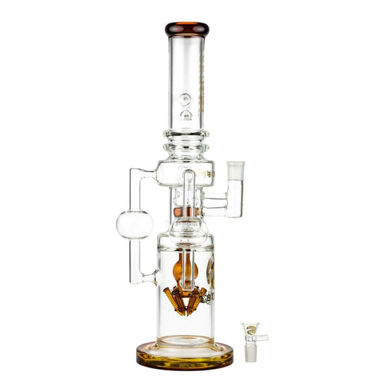 Tsunami Waterpipe 18" Showerhead Honeycomb Bullet Tower Amber