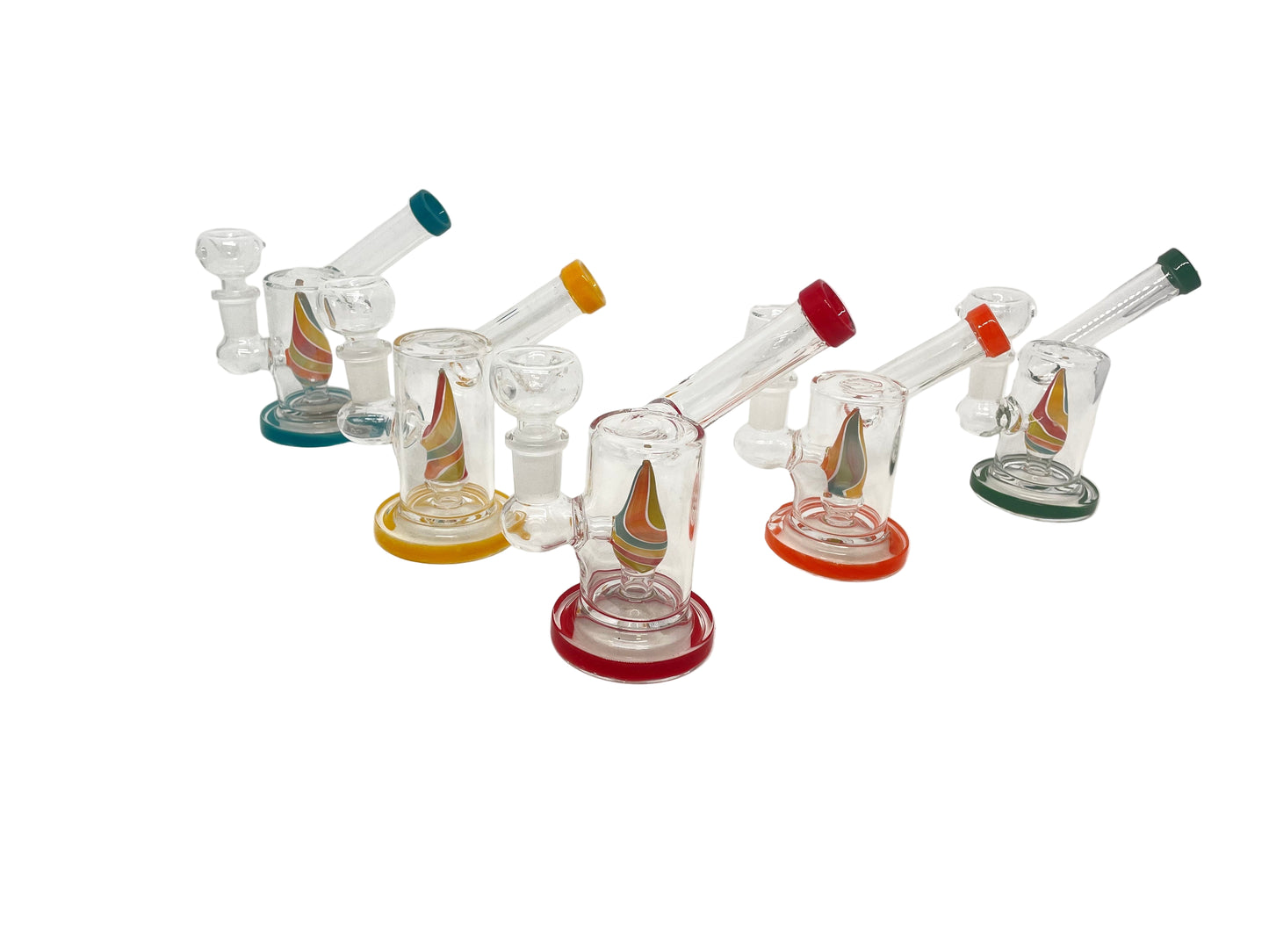 Waterpipe 5" Angled Beaker Swirled Perc Mix