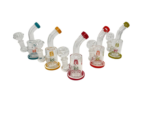 Waterpipe 6" Curved Neck Color Wave Perc Mix