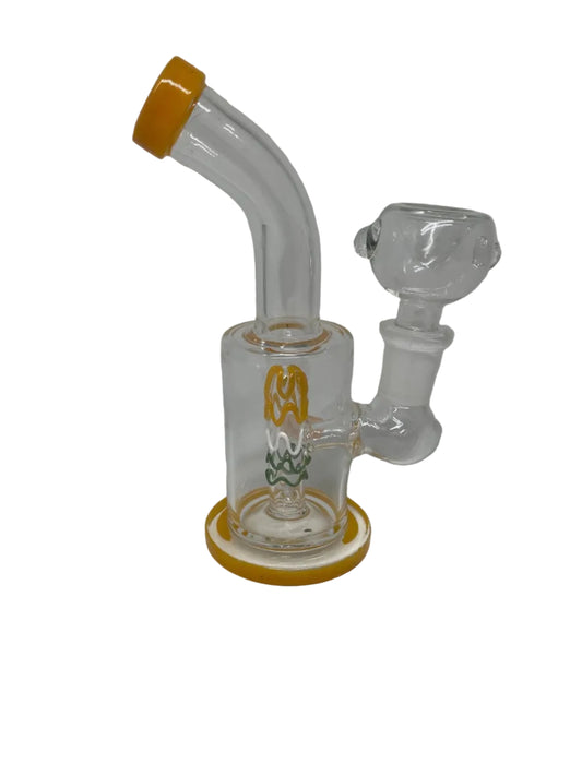 Waterpipe 6" Curved Neck Color Wave Perc Mix