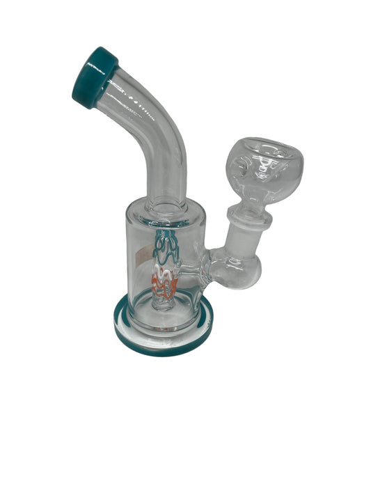 Waterpipe 6" Curved Neck Color Wave Perc Mix