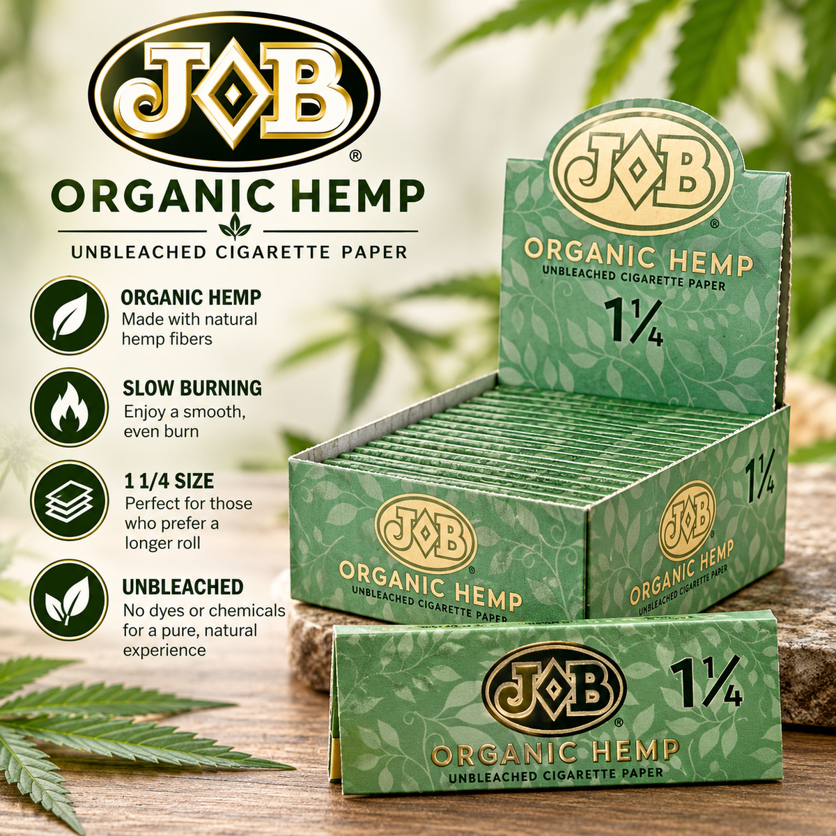 JOB Papers 1 1/4 Organic Hemp