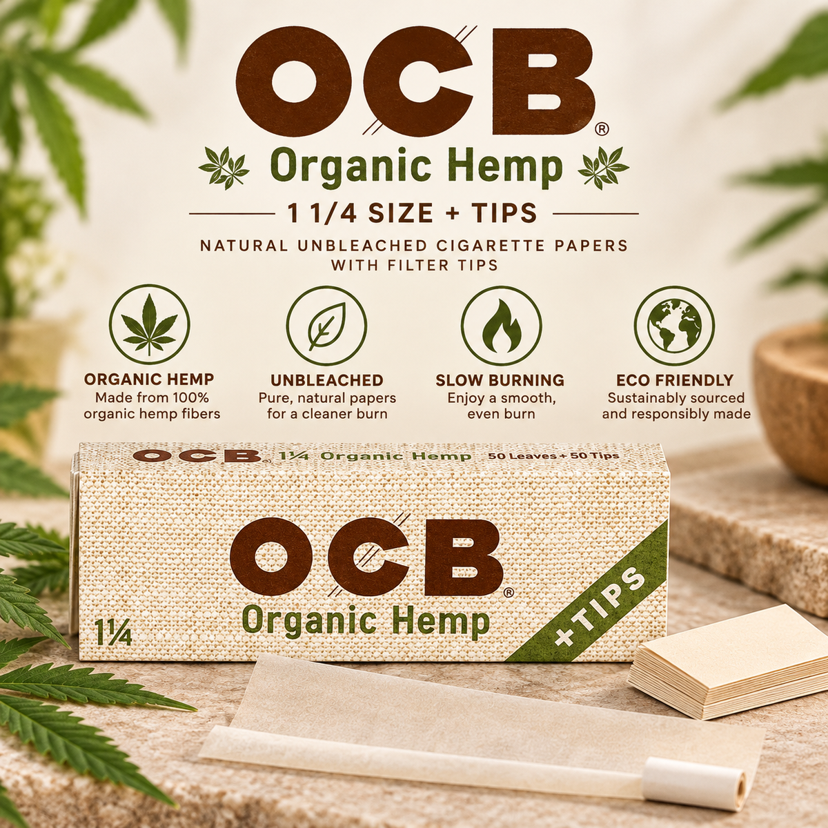 OCB Papers 1 1/4 Organic + Tips