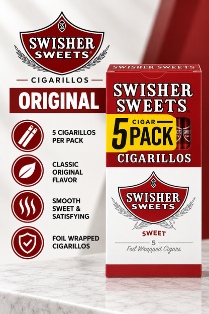 Swisher Sweet Cigarillos 5 Count Regular