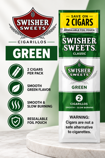 Swisher Sweet Cigarillos 2 Count Green