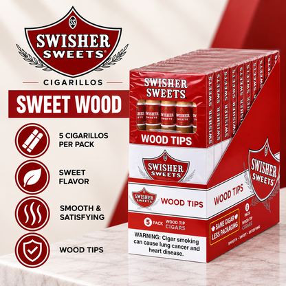 Swisher Sweet Cigarillos 5 Count Sweet Wood