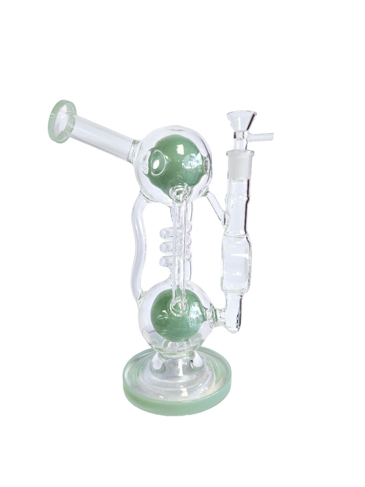 Waterpipe 10" Dual Chamber Recyclers Green