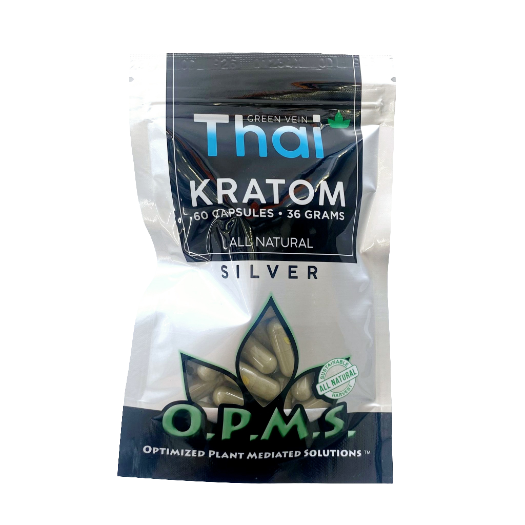 OPMS Kratom Caps 60CT Silver Thai Green